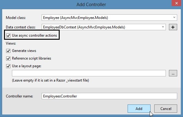 Adding Controller using Asynchronous Programming